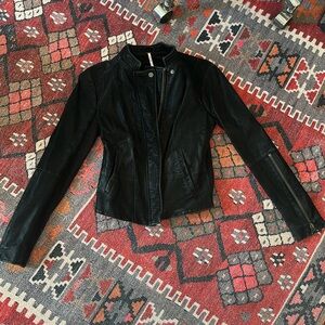 Free People suede leather jacket in black size 4